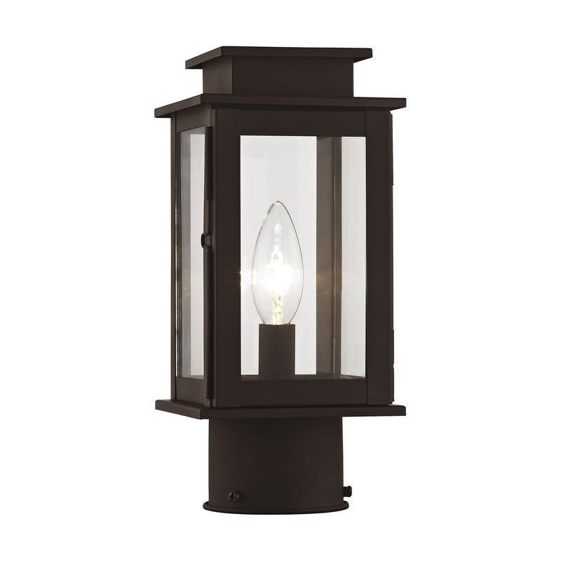 Princeton Mini Outdoor Post Light in Bronze with Polished Chrome Stainless Steel Reflector