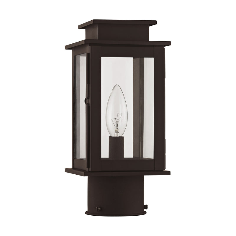 Princeton Mini Outdoor Post Light in Bronze with Polished Chrome Stainless Steel Reflector