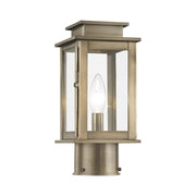 Princeton Mini Outdoor Post Light in Vintage Pewter with Polished Chrome Stainless Steel Reflector