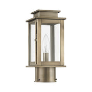 Princeton Mini Outdoor Post Light in Vintage Pewter with Polished Chrome Stainless Steel Reflector