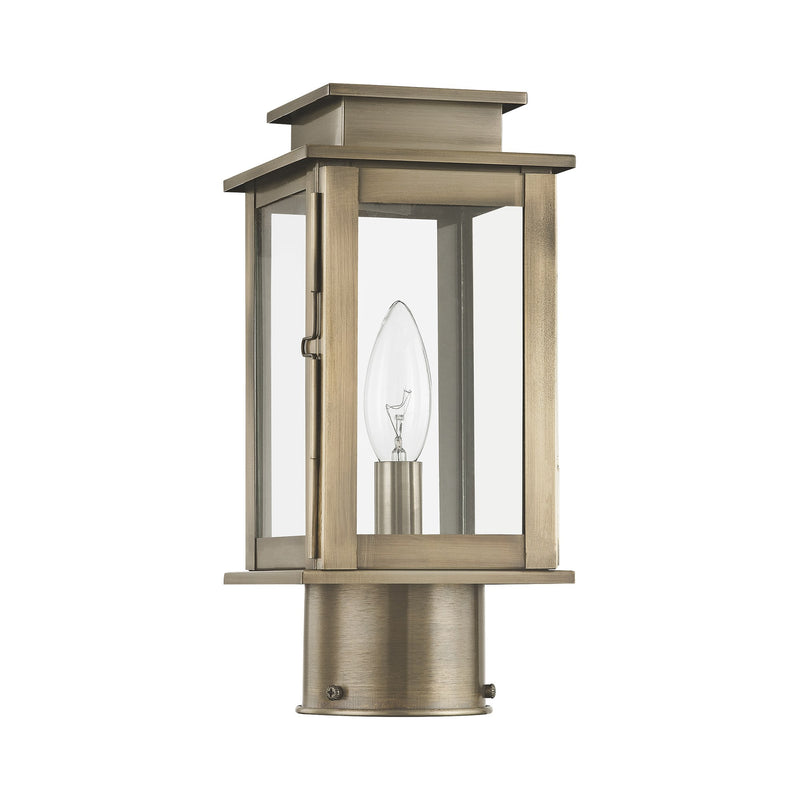 Princeton Mini Outdoor Post Light in Vintage Pewter with Polished Chrome Stainless Steel Reflector