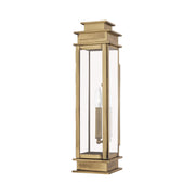 Princeton Tall Outdoor Wall Lantern in Antique Brass with Polished Chrome Stainless Steel Reflector