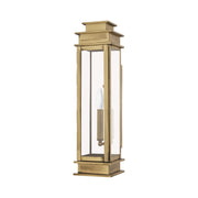 Princeton Tall Outdoor Wall Lantern in Antique Brass with Polished Chrome Stainless Steel Reflector