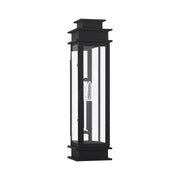 Princeton Tall Outdoor Wall Lantern in Black with Polished Chrome Stainless Steel Reflector