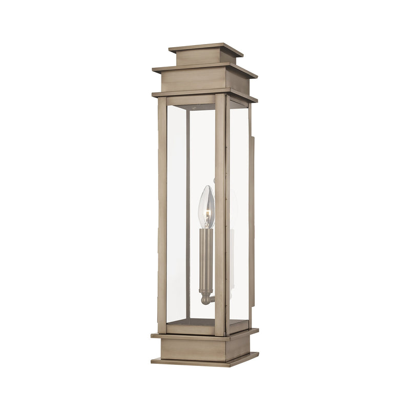 Princeton Tall Outdoor Wall Lantern in Vintage Pewter with Polished Chrome Stainless Steel Reflector