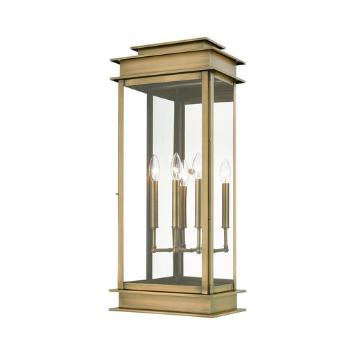 Princeton 3-Light Extra Large Outdoor Wall Lantern in Antique Brass with Polished Chrome Stainless Steel Reflector