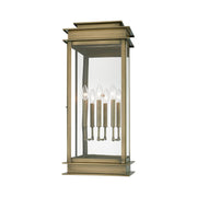 Princeton 3-Light Extra Large Outdoor Wall Lantern in Antique Brass with Polished Chrome Stainless Steel Reflector
