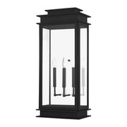 Princeton 3-Light Extra Large Outdoor Wall Lantern in Black with Polished Chrome Stainless Steel Reflector