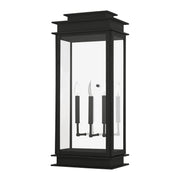Princeton 3-Light Extra Large Outdoor Wall Lantern in Black with Polished Chrome Stainless Steel Reflector