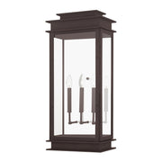 Princeton 3-Light Extra Large Outdoor Wall Lantern in Bronze with Polished Chrome Stainless Steel Reflector