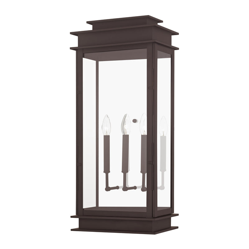 Princeton 3-Light Extra Large Outdoor Wall Lantern in Bronze with Polished Chrome Stainless Steel Reflector
