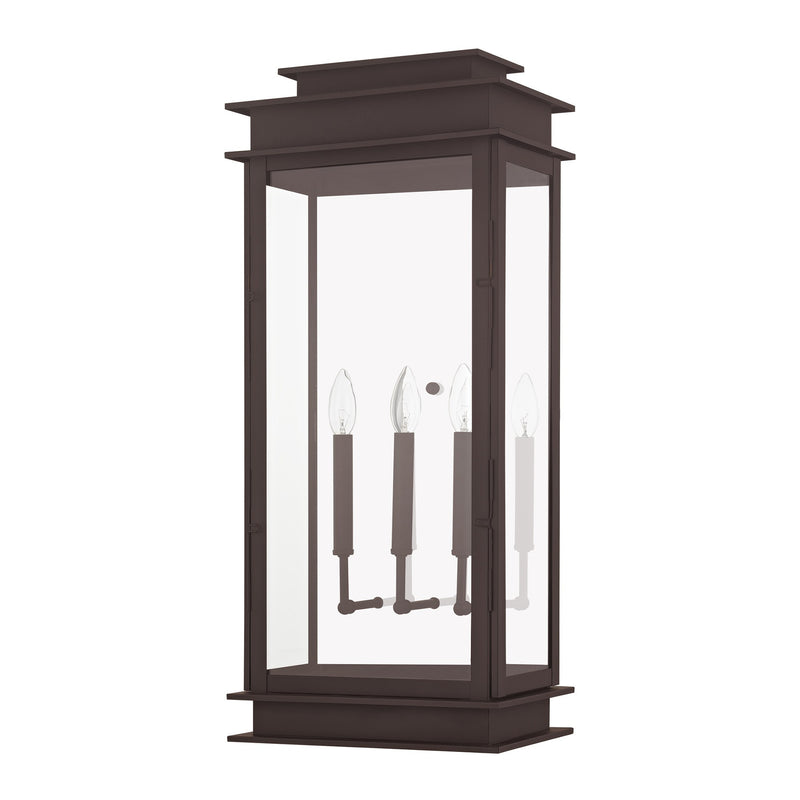 Princeton 3-Light Extra Large Outdoor Wall Lantern in Bronze with Polished Chrome Stainless Steel Reflector
