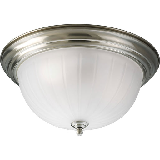 Melon Glass Three Light Flush Mount in Brushed Nickel
