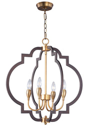 Crest 4 Light Chandelier in Oil Rubbed Bronze / Antique Brass