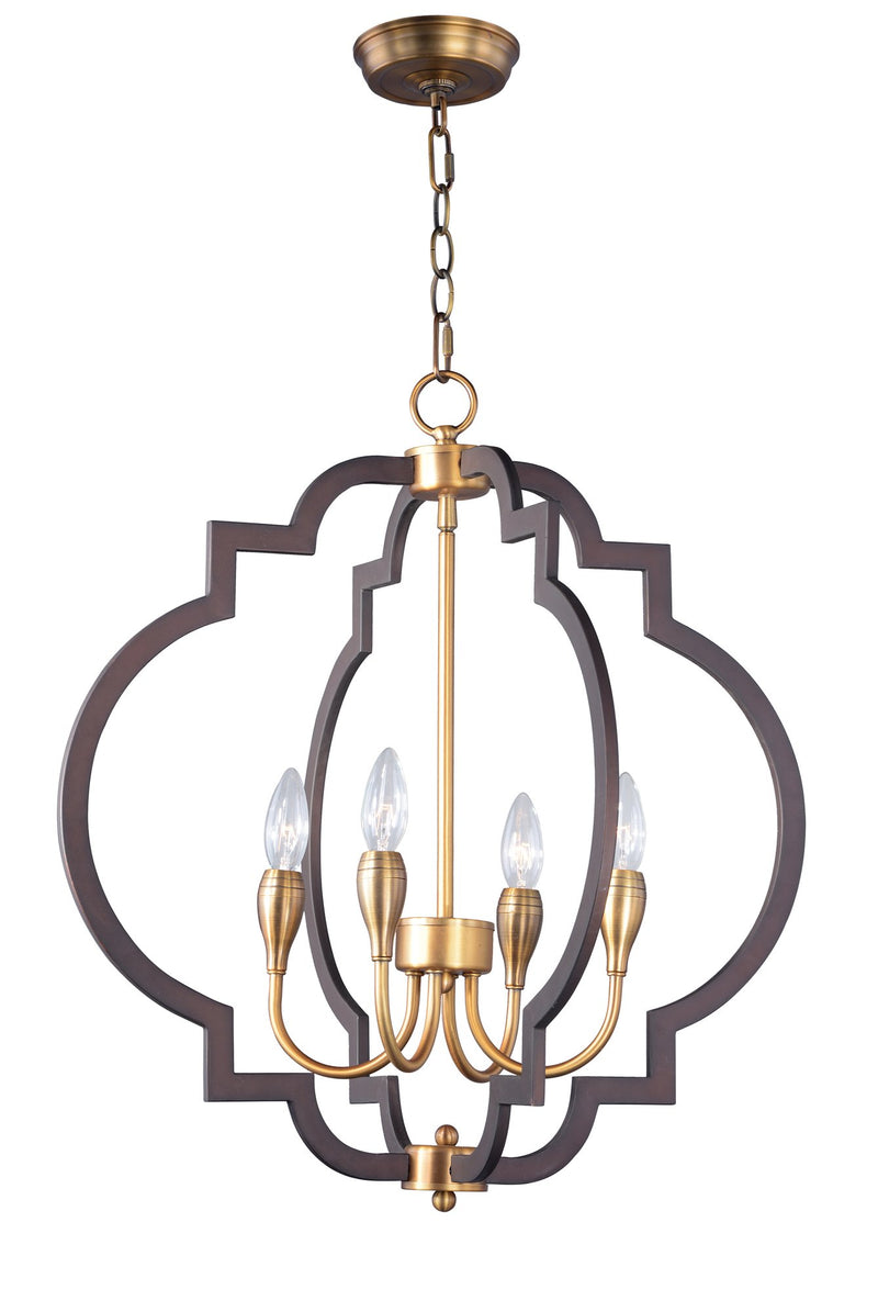 Crest 4 Light Chandelier in Oil Rubbed Bronze / Antique Brass