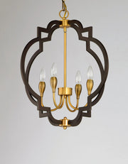 Crest 4 Light Chandelier in Oil Rubbed Bronze / Antique Brass