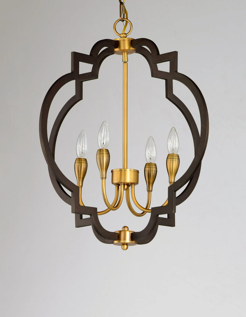 Crest 4 Light Chandelier in Oil Rubbed Bronze / Antique Brass