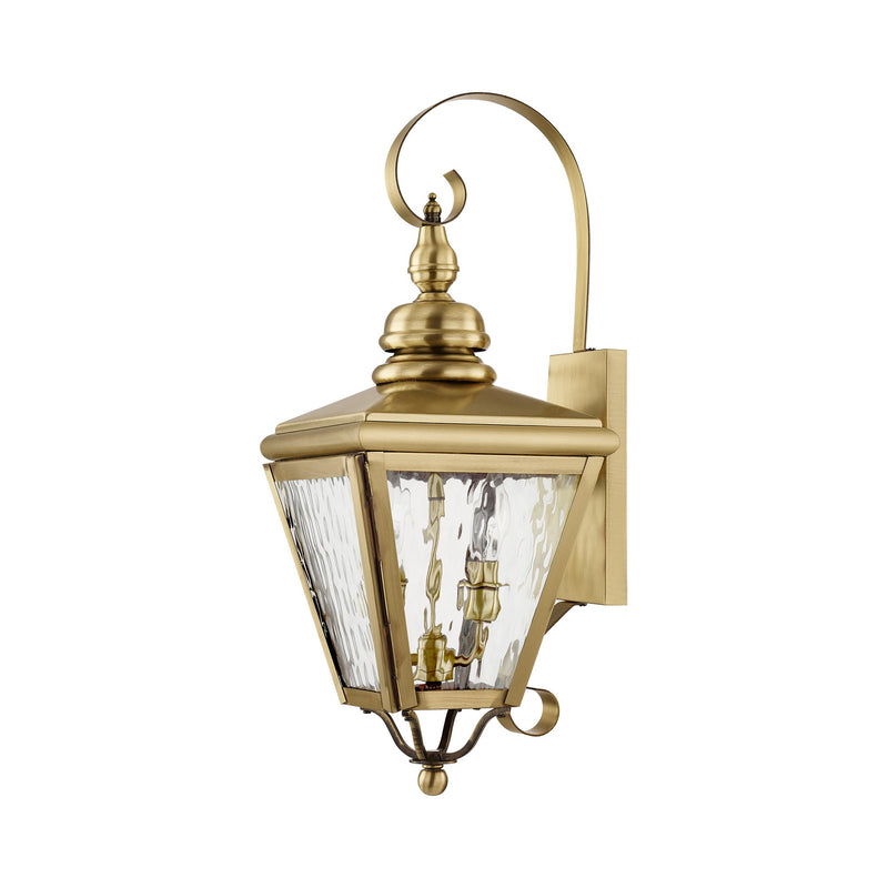 Cambridge 2-Light Medium Outdoor Wall Lantern in Antique Brass