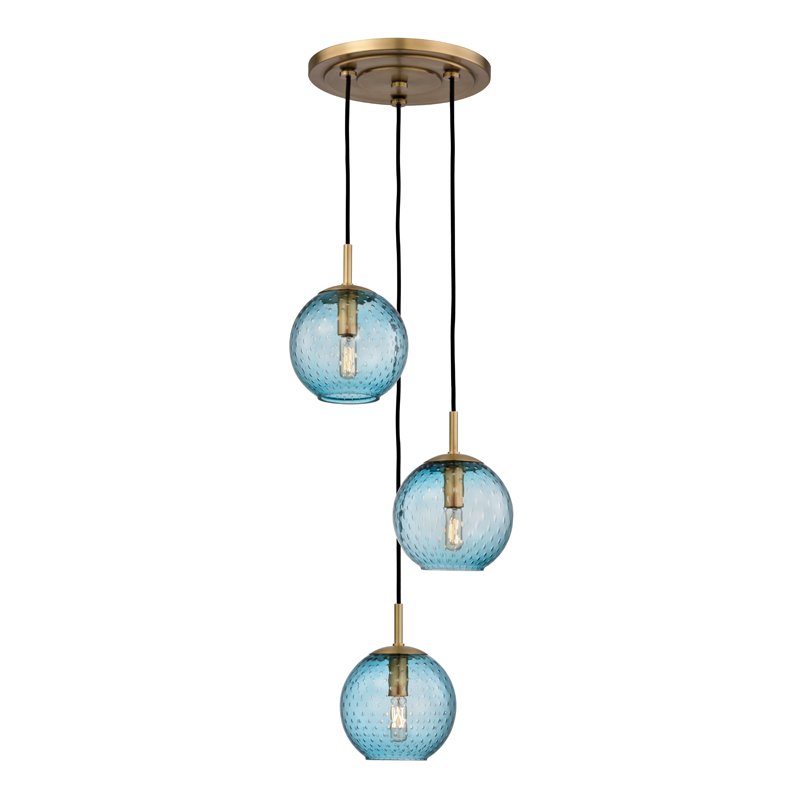Rousseau 3-Light Pendant in Aged Brass