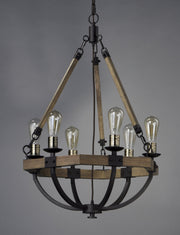 Lodge 6 Light Chandelier in Weathered Oak / Bronze