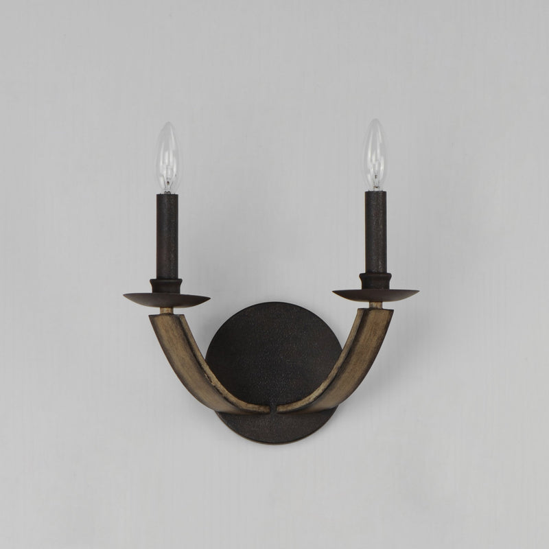 Basque 2 Light Wall Sconce in Driftwood / Anthracite