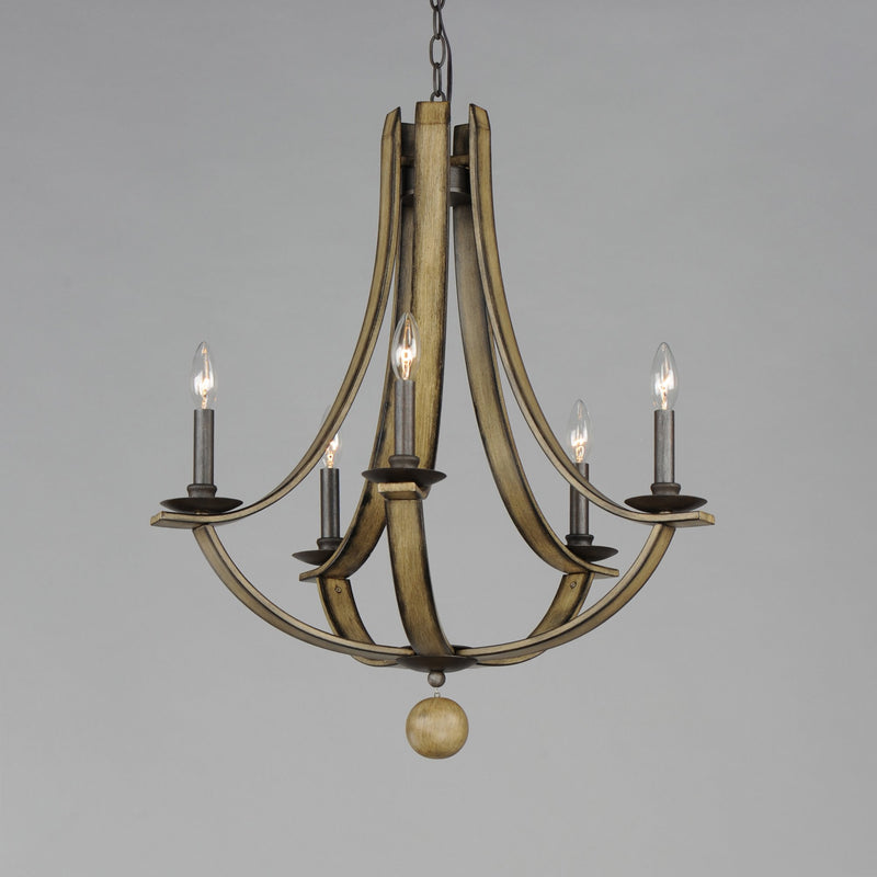 Basque 5 Light Chandelier in Driftwood / Anthracite