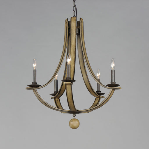 Basque 5 Light Chandelier in Driftwood / Anthracite