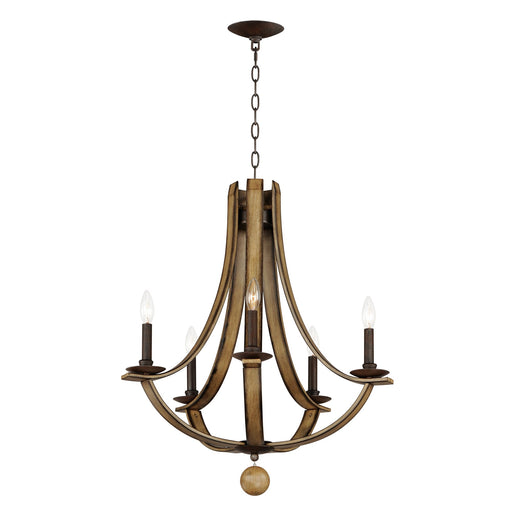 Basque 5 Light Chandelier in Driftwood / Anthracite