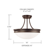 Hansen 3-Light Semi-Flush Mount in Oil Rubbed Bronze
