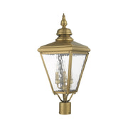Cambridge 3-Light Large Outdoor Post Light in Antique Brass