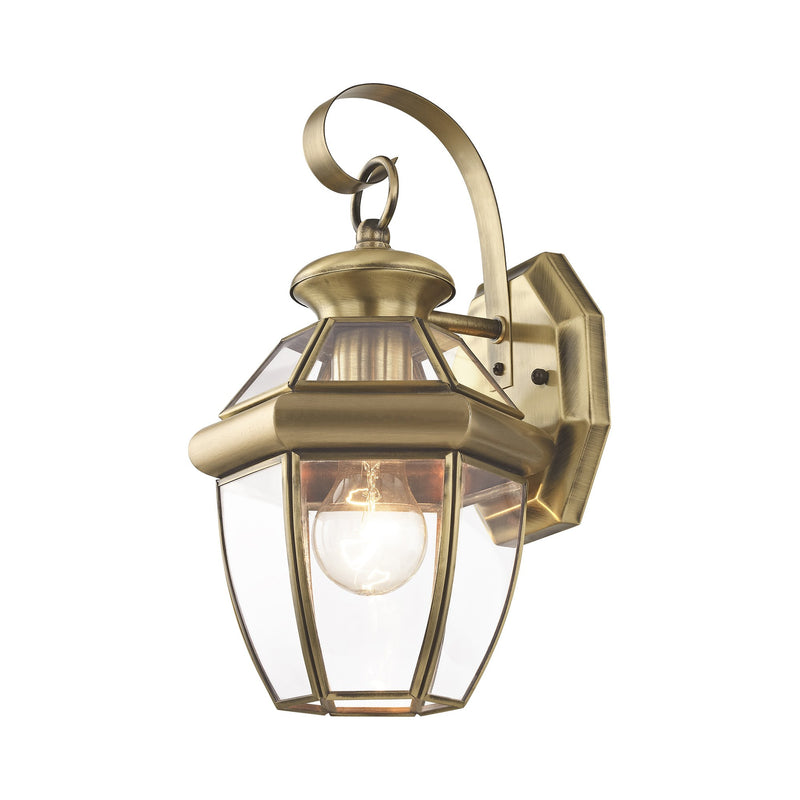 Monterey Mini Outdoor Wall Lantern in Antique Brass