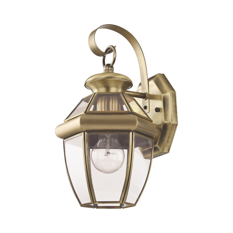 Monterey Mini Outdoor Wall Lantern in Antique Brass
