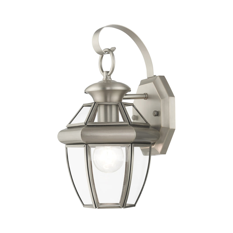 Monterey Mini Outdoor Wall Lantern in Brushed Nickel