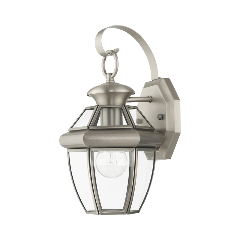 Monterey Mini Outdoor Wall Lantern in Brushed Nickel