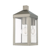 Nyack Mini Outdoor Wall Lantern in Brushed Nickel with Polished Chrome Stainless Steel Reflector