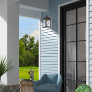 Nyack Small Outdoor Wall Lantern in Bronze with Antique Brass Finish Cluster and Polished Chrome Stainless Steel Reflector