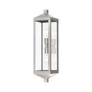Nyack 2-Light Tall Outdoor Wall Lantern in Brushed Nickel with Polished Chrome Stainless Steel Reflector