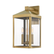 Nyack 3-Light Medium Outdoor Wall Lantern in Antique Brass