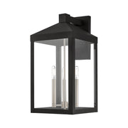 Nyack 3-Light Large Outdoor Wall Lantern in Black with Brushed Nickel Finish Cluster