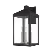 Nyack 3-Light Large Outdoor Wall Lantern in Black with Brushed Nickel Finish Cluster