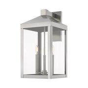 Nyack 3-Light Large Outdoor Wall Lantern in Brushed Nickel