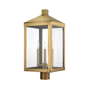Nyack 3-Light Large Outdoor Post Light in Antique Brass