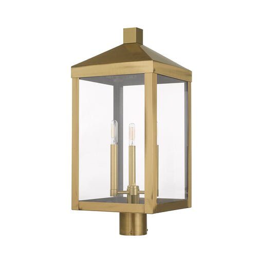 Nyack 3-Light Large Outdoor Post Light in Antique Brass