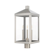 Nyack 3-Light Large Outdoor Post Light in Brushed Nickel