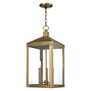 Nyack 3-Light Large Outdoor Pendant Lantern in Antique Brass