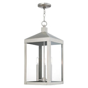 Nyack 3-Light Large Outdoor Pendant Lantern in Brushed Nickel