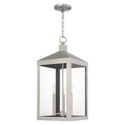 Nyack 3-Light Large Outdoor Pendant Lantern in Brushed Nickel