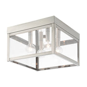 Nyack 4-Light Outdoor Flush Mount in Brushed Nickel with Polished Chrome Stainless Steel Reflector