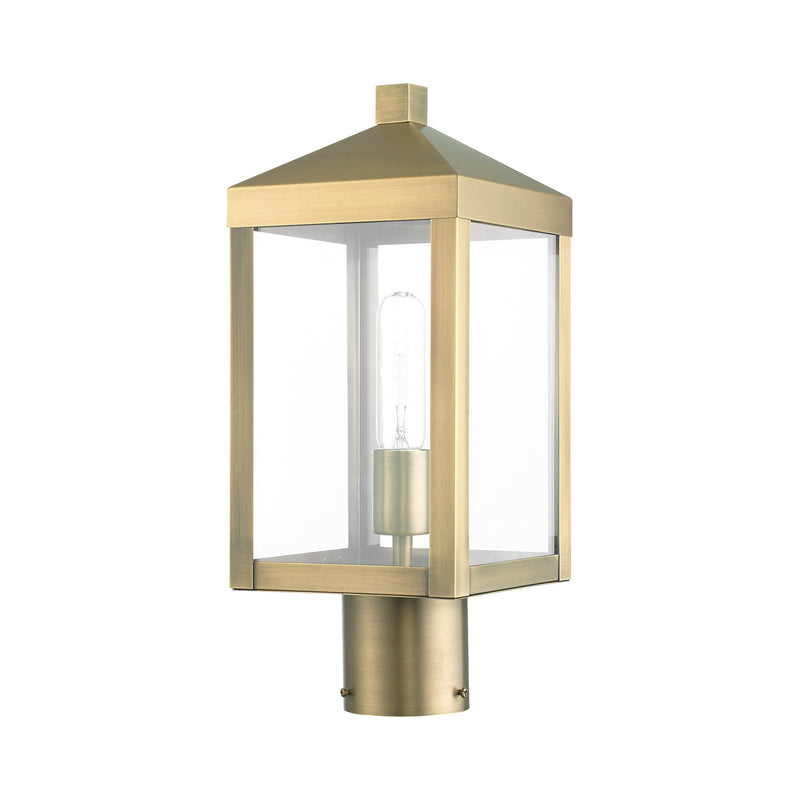 Nyack Small Outdoor Post Light in Antique Brass