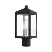Nyack Small Outdoor Post Light in Black with Brushed Nickel Cluster